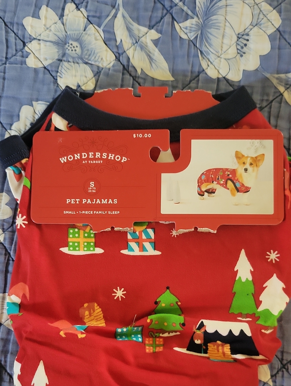 Wondershop Red Pet Dog Pajama Set with Holiday Camping Gnomes New Small